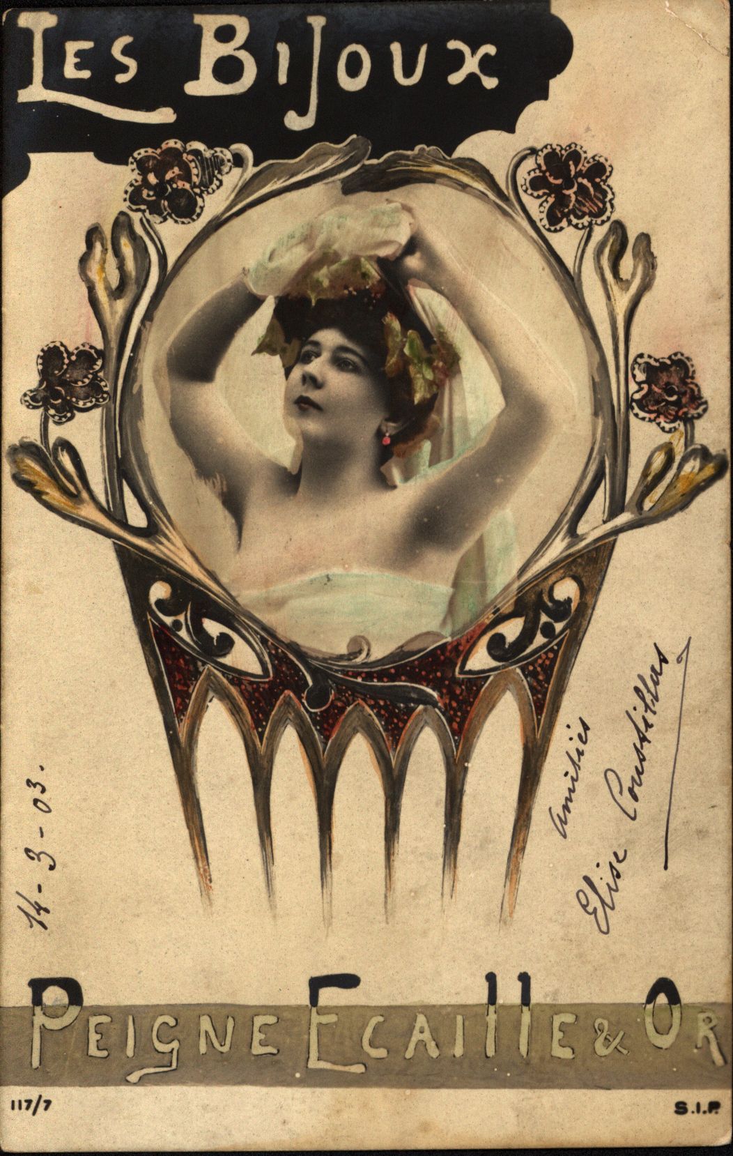 postcard with inscription in French