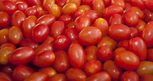 A bin of cherry tomatoes