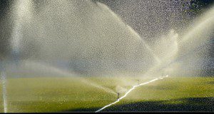 photo of sprinkler irrigation of turf