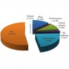 Pie chart showing papaya production by geographic area from 2008–2010.