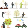 Cartoon scenes of the life of a fruit tree.