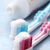 Toothpaste and toothbrushes.