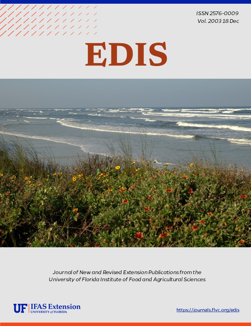 EDIS Cover Volume 2003 Number 18 wild flowers and beach iguana image