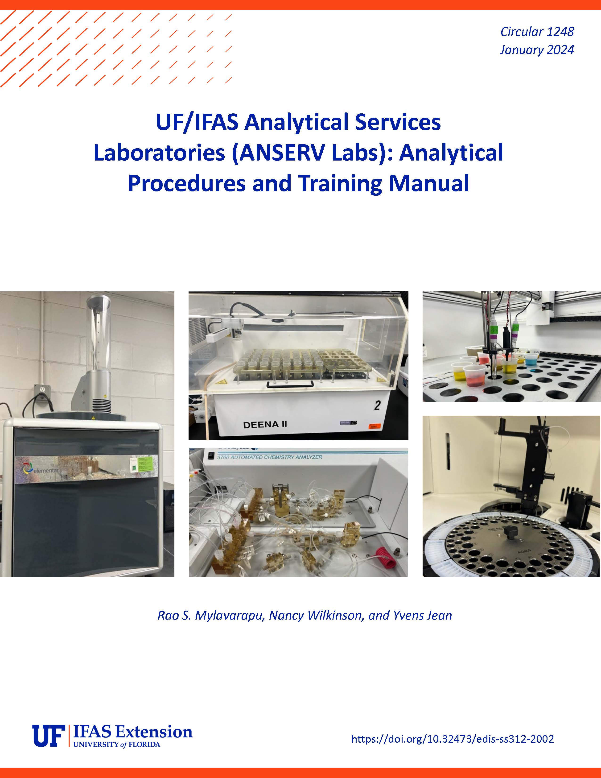 Cover page image including pictures of various ANSERV Labs instruments.