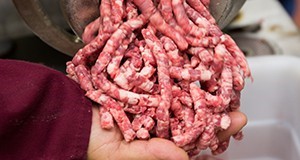 A handful of ground beef.