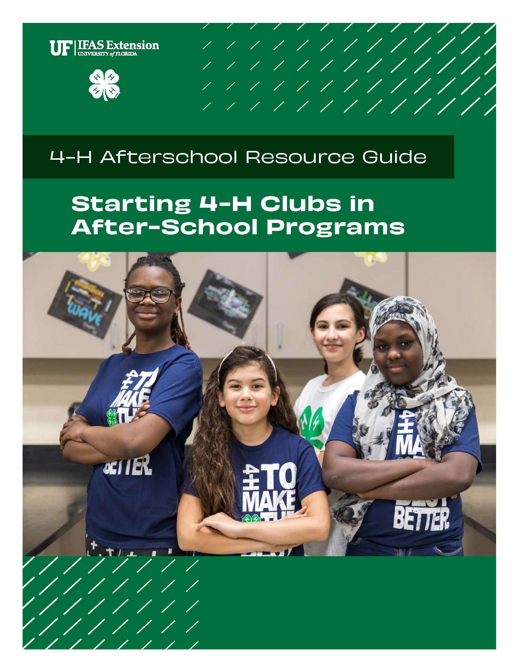 Four 4-H members on cover page for Starting 4-H Clubs in After-School Programs