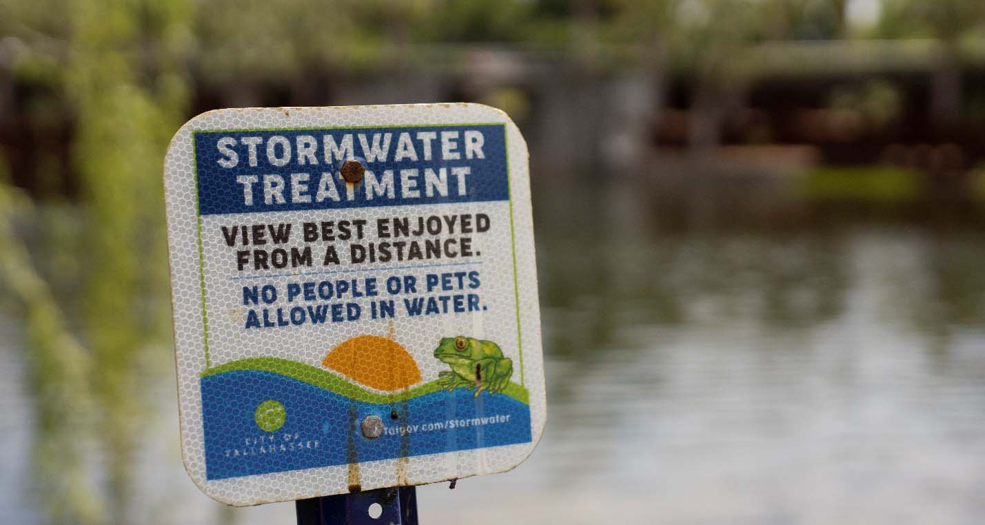 Sign for a stormwater treatment pond.